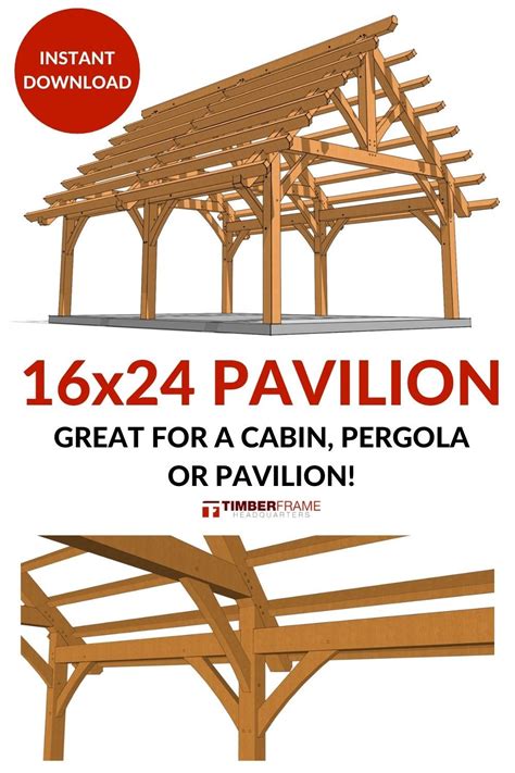 16x24 Timber Frame Pavilion Plans | Timber frame pavilion, Timber frame plans, Pavilion plans