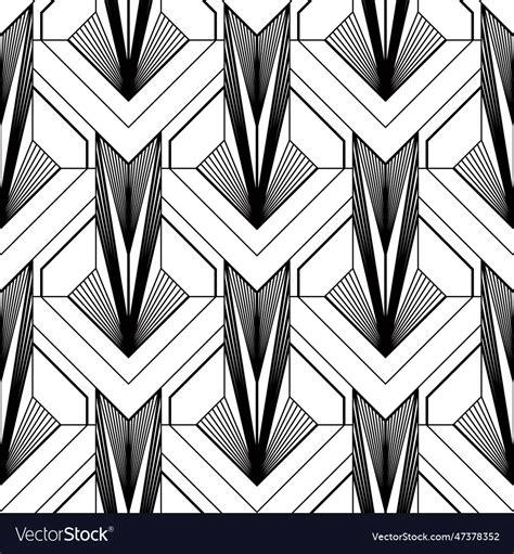 Art deco wallpaper black and white seamless Vector Image