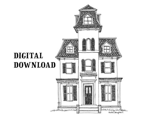 Victorian House Instant Download Haunted House Halloween - Etsy