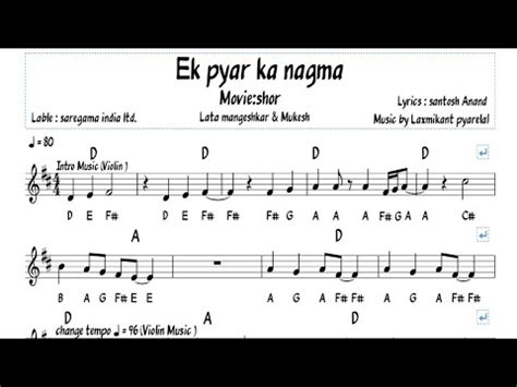 Ek pyar ka nagma hai piano tutorial/ lesson chords /With notes /piano ...