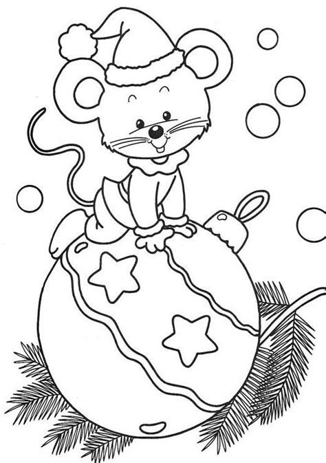 Christmas mouse coloring pages - Kids Coloring Pages