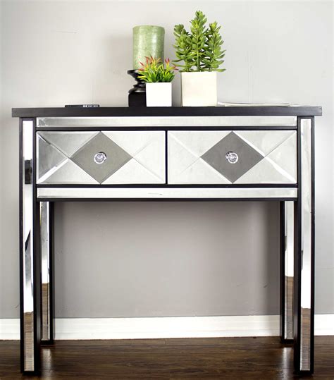 22' Black Mirrored Console Table with 2 Drawers - Walmart.com - Walmart.com