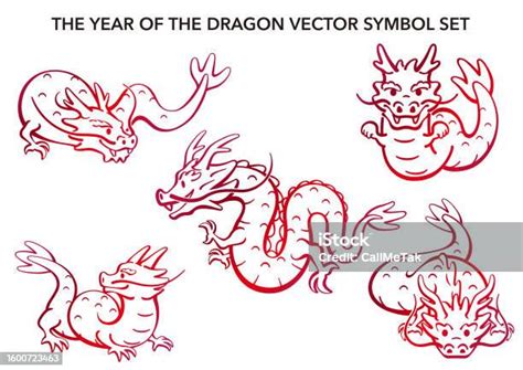 The Year Of The Dragon Vector Zodiac Symbol Illustration Set Stock ...