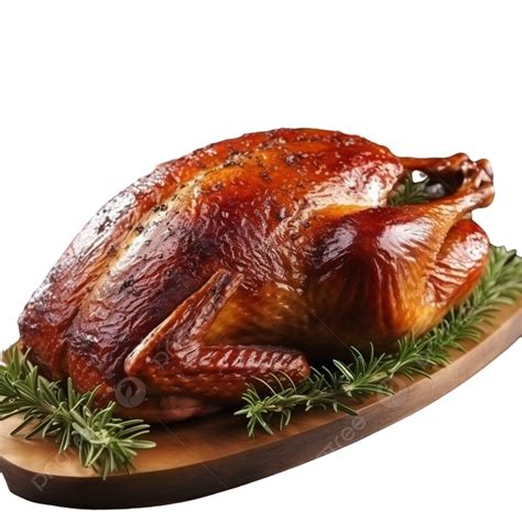 Roasted Christmas Duck With Green Tree Branch On Wooden Rustic Table ...