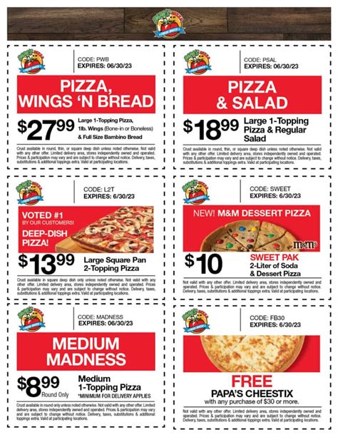 Coupons - Papa's Pizza To Go