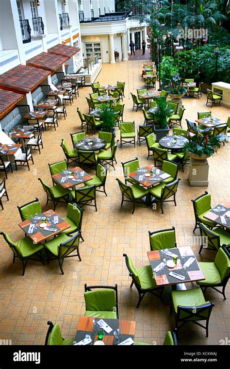 Dining Tables at one of the many restaurants inside the Gaylord Opryland hotel in Nashville TN ...