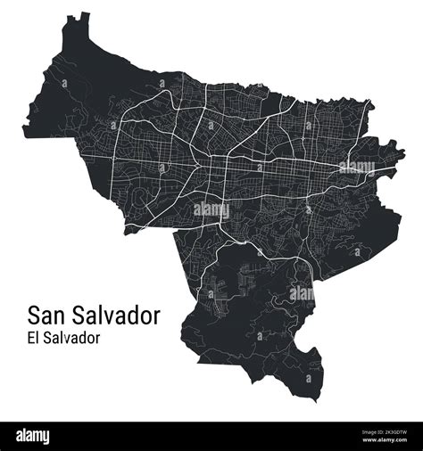 San Salvador vector map. Detailed vector map of San Salvador city administrative area. Cityscape ...