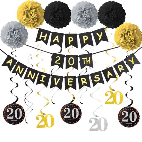 Buy Yoaokiy 20th Anniversary Decorations Supplies Kit - Including Glitter Happy 20th Anniversary ...