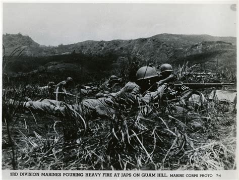 US Marines firing at Japanese troops, Guam, 1944 | The Digital Collections of the National WWII ...