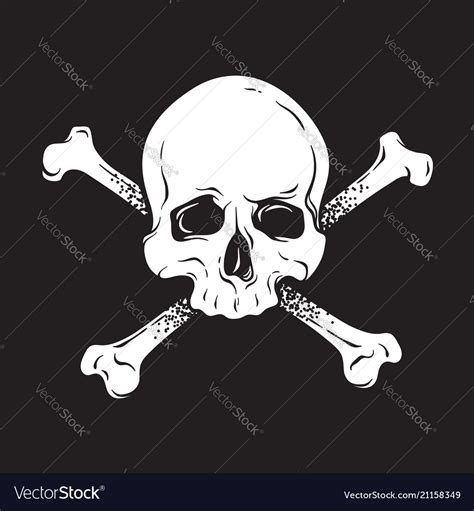 Jolly roger human skull with crossbones isolated Vector Image