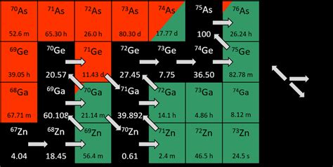 The path of the s process between zinc and arsenic. The numerical ...