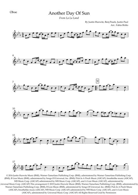 Another Day Of Sun (arr. Fabio Britto) by Justin Hurwitz Sheet Music ...