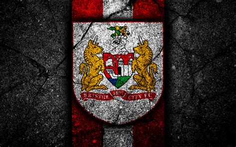 Download wallpapers 4k, Bristol FC, logo, EFL Championship, black stone, football club, England ...