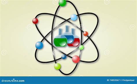 Animation of Atom Scheme with Laboratory Flasks Stock Video - Video of ...