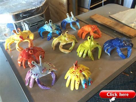 Clay Crabs made by tracing two hands – finished project – 2019 - Clay ideas | Clay projects for ...