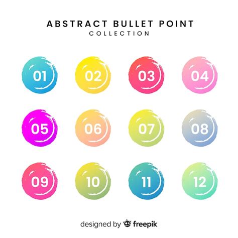 Abstract colorful bullet point collection | Free Vector