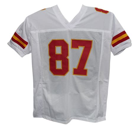 Travis Kelce Autographed/Signed Pro Style White XL Jersey Beckett ...