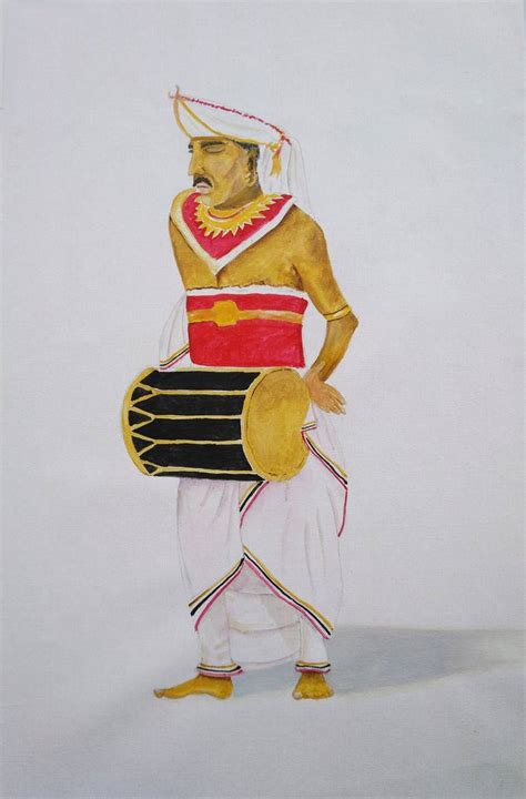 Kandy Perahera Drummer Painting by Darshana Anandaprema | Saatchi Art