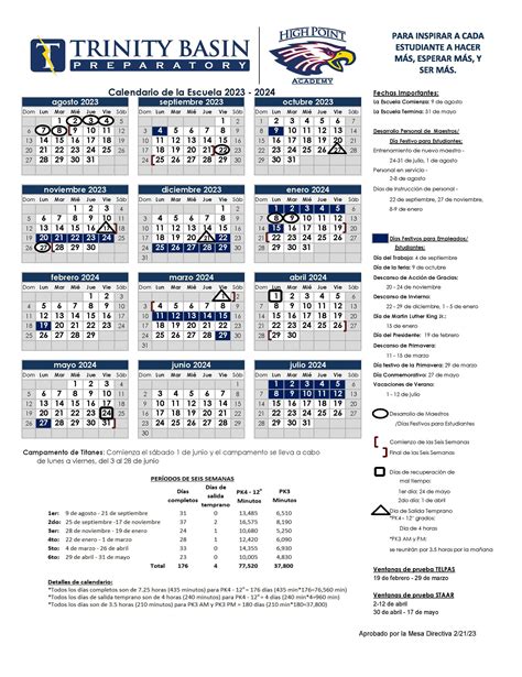 Trinity Basin Preparatory Calendar 2024-2025 - Mia Lizbeth