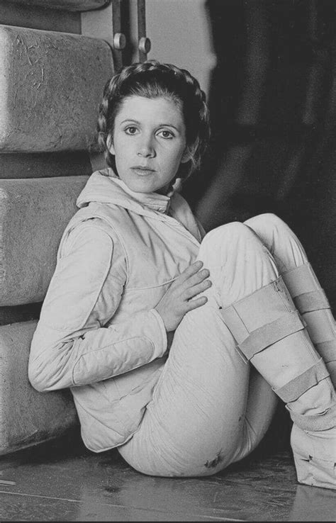 Carrie Fisher behind the scenes during the filming of Star Wars: The ...