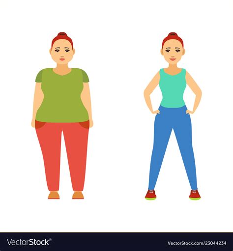 Cartoon color characters woman set losing weight Vector Image