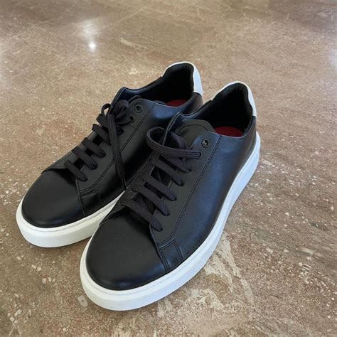 Hugo Boss Sneakers Black Leather Trainers Rubber... - Depop