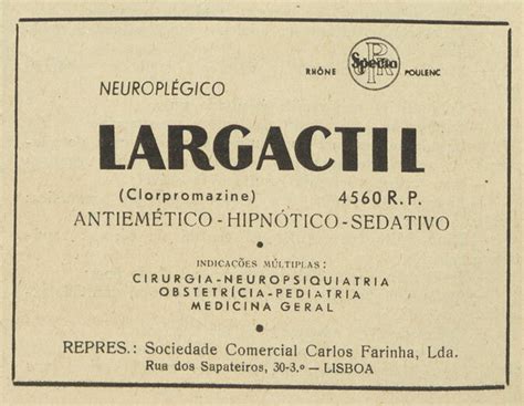 Largactil advertising, in Jornal do Médico, XXIII, 587, 1957, p.1042 ...