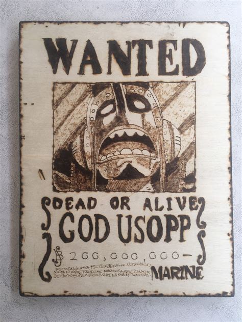 Usopp One Piece Wanted Poster Wood Burning | Etsy