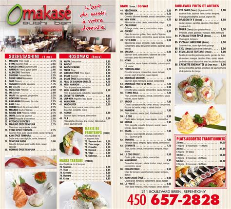 Omakase Menu, Menu for Omakase, Repentigny, Montreal - Urbanspoon/Zomato