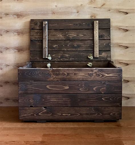 Large Wooden Toy Box Storage Trunk Chest Rustic White