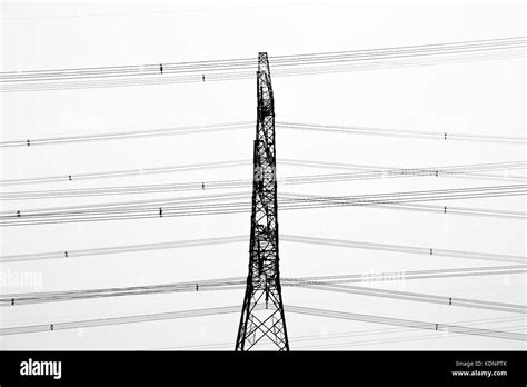 power line on a white background Stock Photo - Alamy