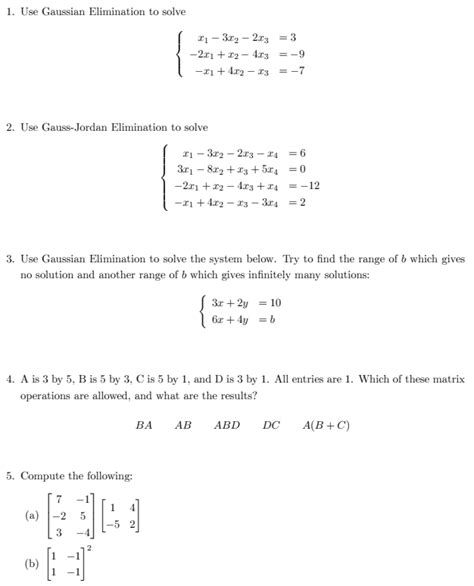 Solved 1. Use Gaussian Elimination to solve | Chegg.com