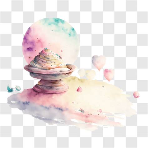 Download Watercolor painting of ice cream bowl with balloons and ...