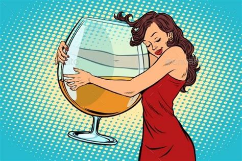 Woman Hugging a Glass of Wine | Pop art girl, Pop art drawing, Retro ...