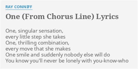 "ONE (FROM CHORUS LINE)" LYRICS by RAY CONNIFF: One, singular sensation ...