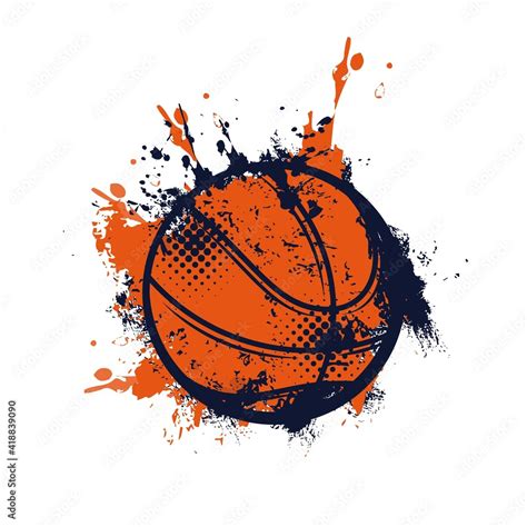 Basketball ball with grunge spots vector icon, sports accessory ...