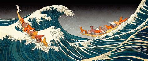 The Great Wave of Kanagawa by Hokusai painting, Isle of Dogs wallpaper | Hokusai paintings ...