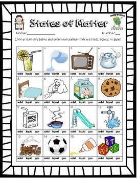 Solid Liquid Gas ( Phases of Matter ) Worksheet | Matter worksheets ...