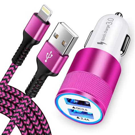 Car Charger,iPhone Car Charger Adapter with Lightning Cable 10ft HAOANO ...