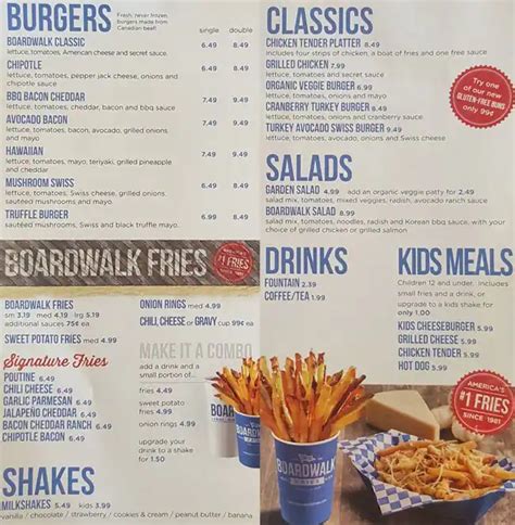 Boardwalk Fries Burgers Shakes Menu - Urbanspoon/Zomato