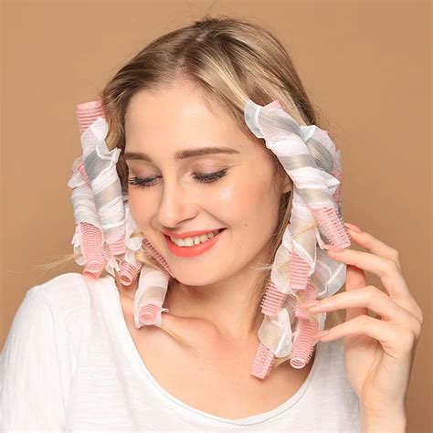 HOT 10pcs/set Light & Soft Cone Shape Hair Rollers Hook & Loop Curlers with Gauze Net Set Good ...