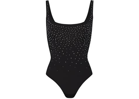 SKIMS x Swarovski Jelly Sheer Square Neck Bodysuit Onyx - FW23 - US