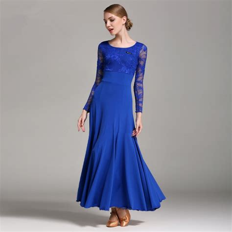 Royal blue ballroom dancing dresses for women practice waltz dance dress