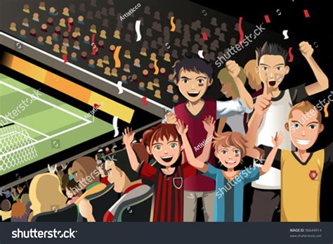 A Vector Illustration Of Soccer Fans Cheering Inside The Stadium ...