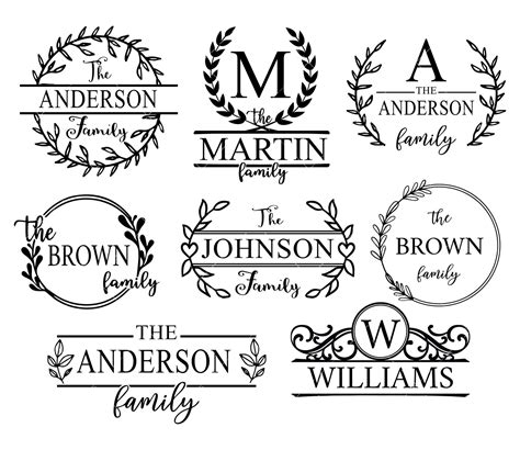 Family Name Monogram SVG Bundle, PNG, PDF, Family SVG