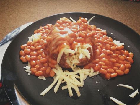 Jacket potato with beans and cheese! | Cooked breakfast, Real food recipes, Food