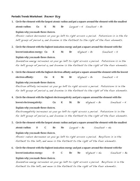 Periodic Table Trends Atomic Radius Worksheet - Infoupdate.org