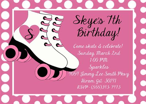 This Invitation was created for a Skating Birthday Party! | Birthday party invitations, Kids ...