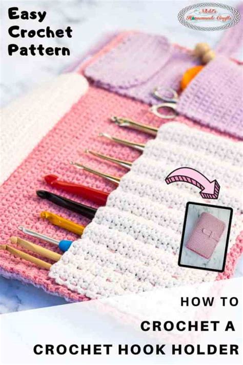 How to crochet a Crochet Hook Holder with extra storage - Easy pattern - Nicki's Homemade Crafts