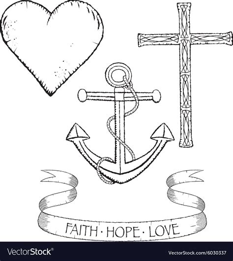 Symbols for faith hope and love Royalty Free Vector Image